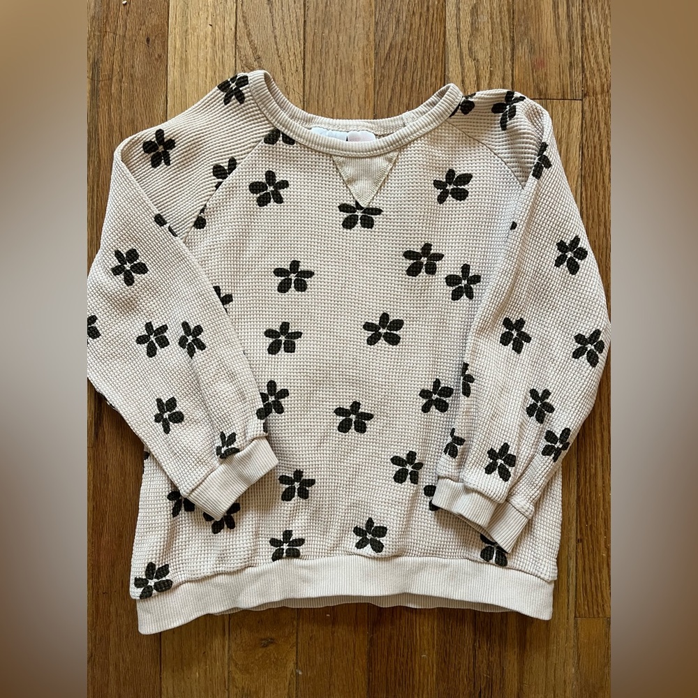 Zara HTF Floral Waffle Sweatshirt 3-4